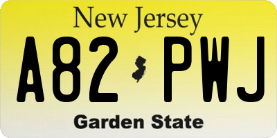 NJ license plate A82PWJ