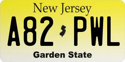 NJ license plate A82PWL