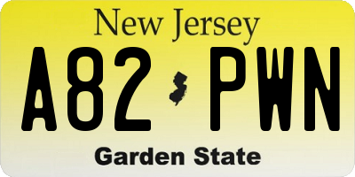 NJ license plate A82PWN