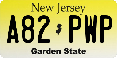 NJ license plate A82PWP