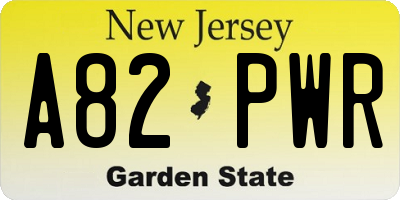 NJ license plate A82PWR