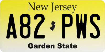 NJ license plate A82PWS