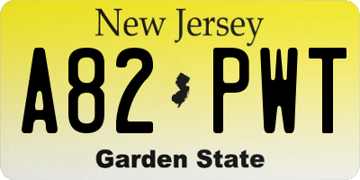 NJ license plate A82PWT