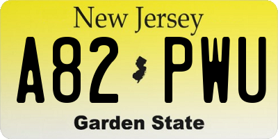NJ license plate A82PWU