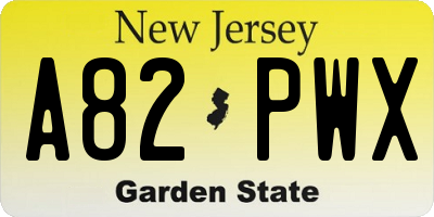 NJ license plate A82PWX
