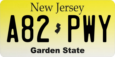 NJ license plate A82PWY