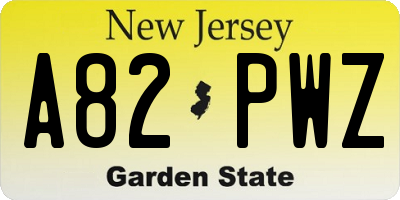 NJ license plate A82PWZ