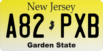 NJ license plate A82PXB