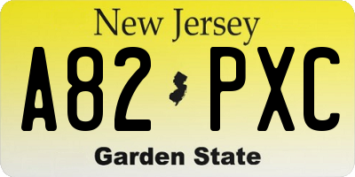 NJ license plate A82PXC