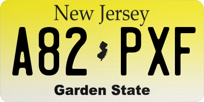 NJ license plate A82PXF