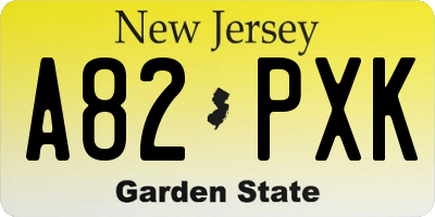 NJ license plate A82PXK