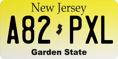 NJ license plate A82PXL