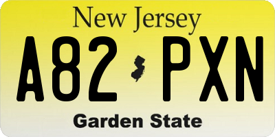 NJ license plate A82PXN