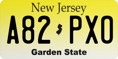 NJ license plate A82PXO