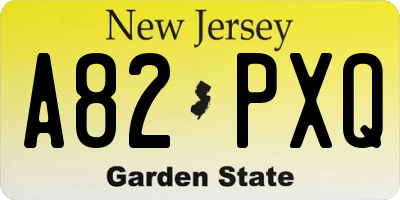 NJ license plate A82PXQ