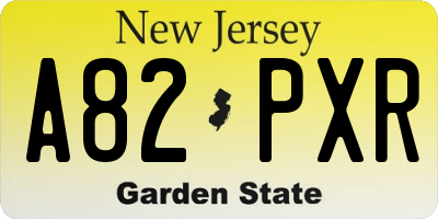 NJ license plate A82PXR