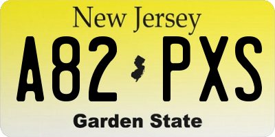 NJ license plate A82PXS
