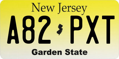 NJ license plate A82PXT