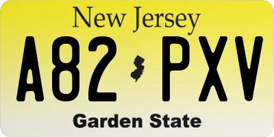 NJ license plate A82PXV
