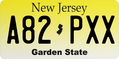 NJ license plate A82PXX