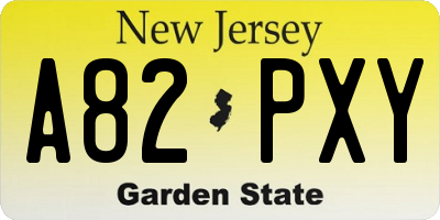 NJ license plate A82PXY