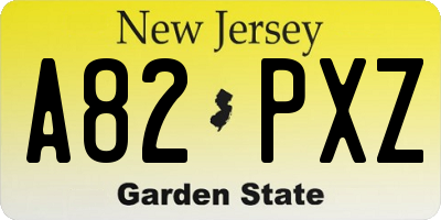 NJ license plate A82PXZ