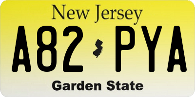 NJ license plate A82PYA