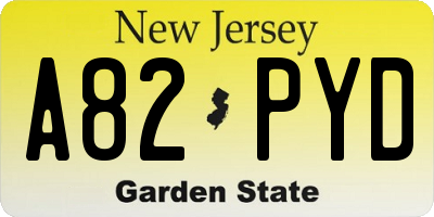 NJ license plate A82PYD