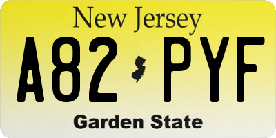 NJ license plate A82PYF