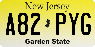 NJ license plate A82PYG