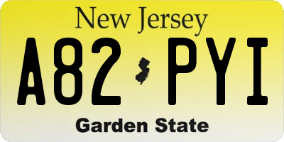 NJ license plate A82PYI