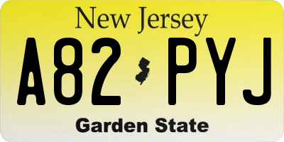 NJ license plate A82PYJ