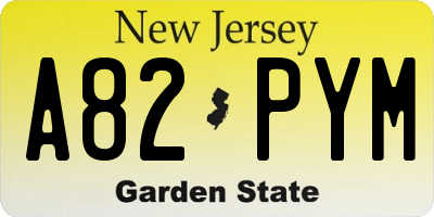 NJ license plate A82PYM