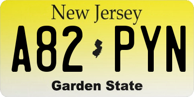 NJ license plate A82PYN