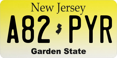 NJ license plate A82PYR