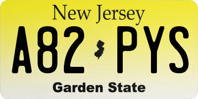 NJ license plate A82PYS