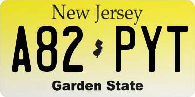NJ license plate A82PYT