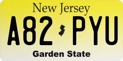 NJ license plate A82PYU