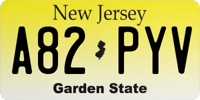 NJ license plate A82PYV