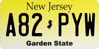 NJ license plate A82PYW