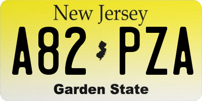 NJ license plate A82PZA