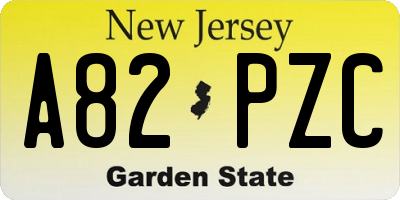 NJ license plate A82PZC