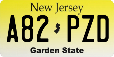 NJ license plate A82PZD