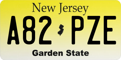 NJ license plate A82PZE