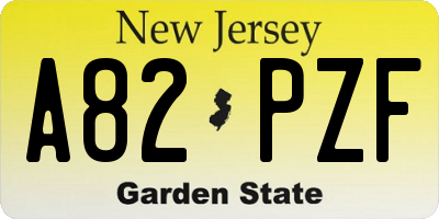 NJ license plate A82PZF