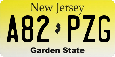 NJ license plate A82PZG