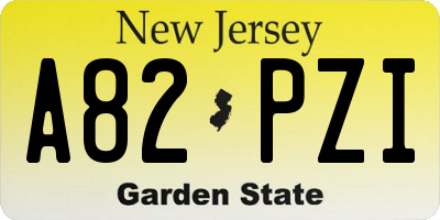 NJ license plate A82PZI