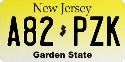 NJ license plate A82PZK