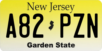 NJ license plate A82PZN