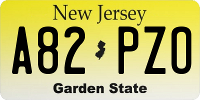 NJ license plate A82PZO